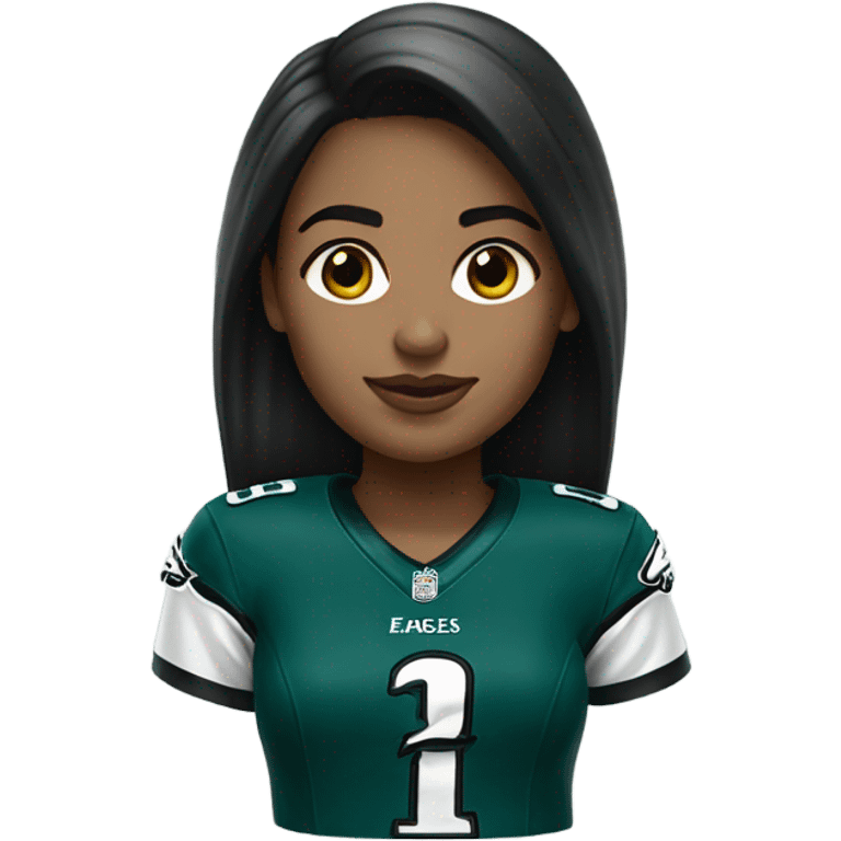 Dark hair female wearing Philadelphia Eagles jersey emoji