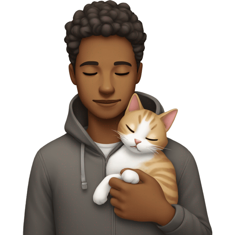 Young man with cat sleeping emoji