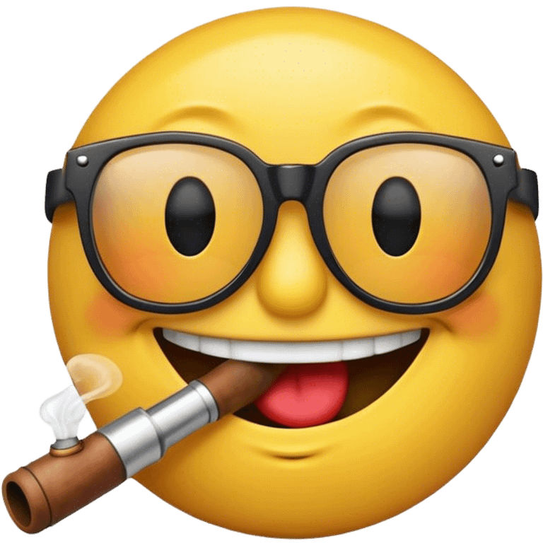 Smiley avec une pipe dans la bouche et des lunette de soleil carré  emoji