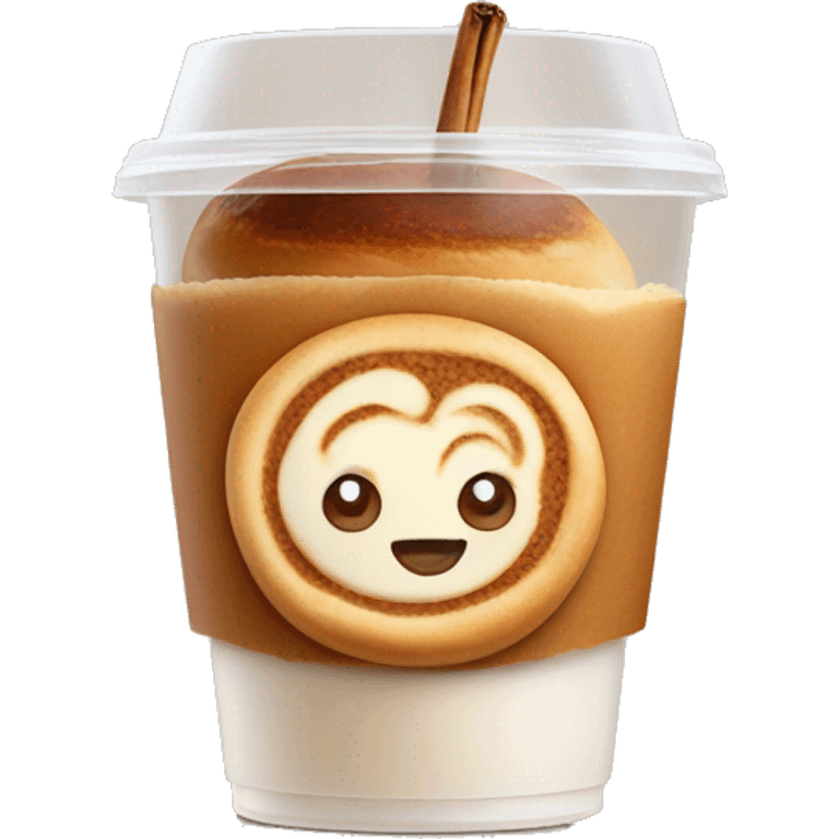 Cinnamon and cappuccino bun in a disposable glass emoji