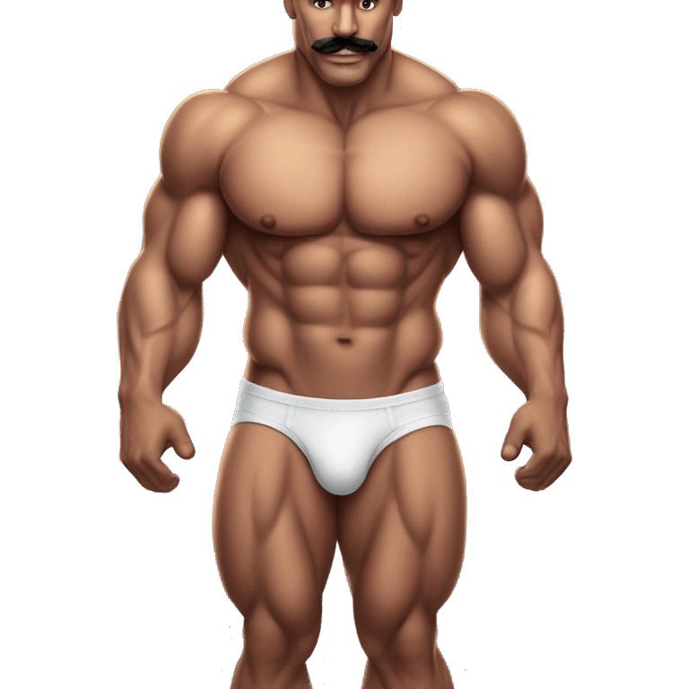 gay bodybuilder with mustache in jockstrap realistic emoji