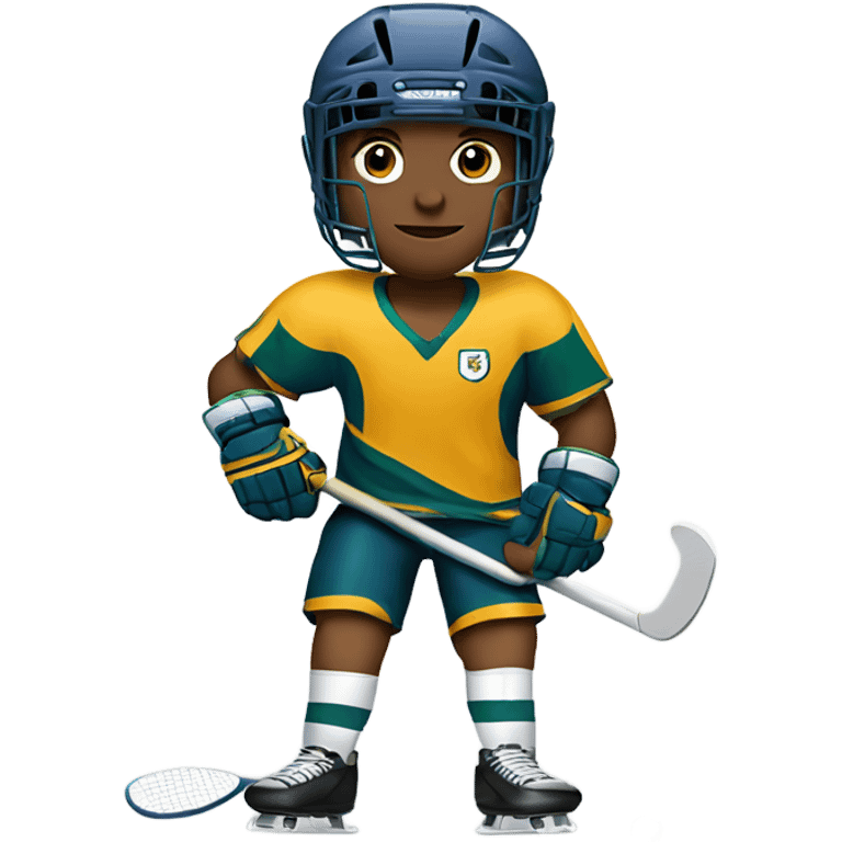 Hockey player with a football helmet and a tennis racket emoji