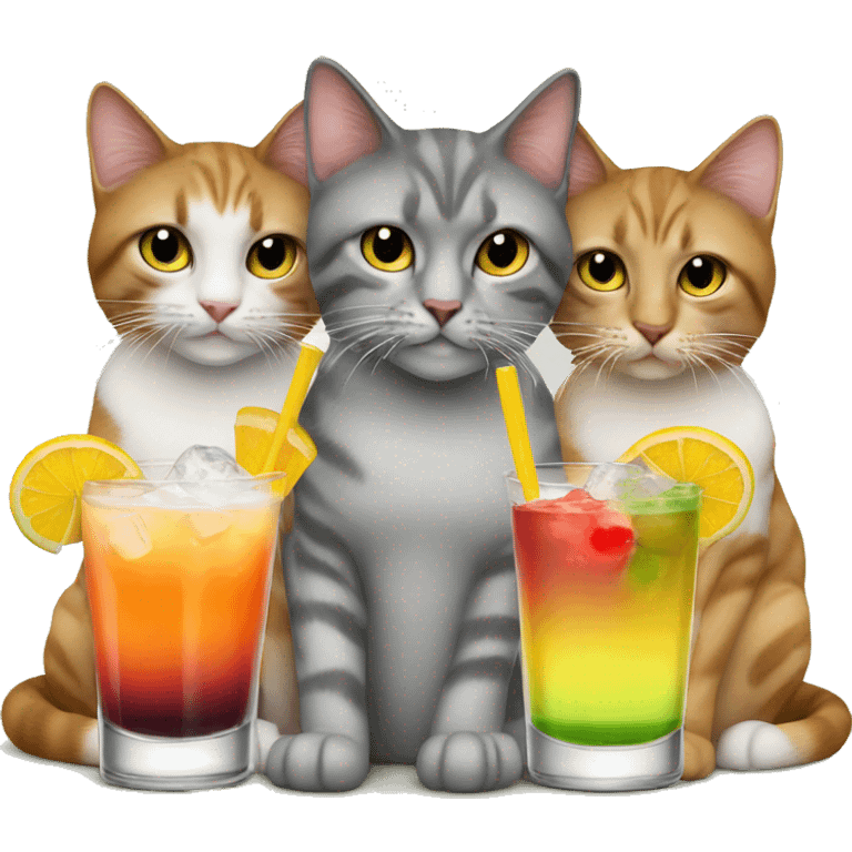 3 cats drinking cocktails  emoji