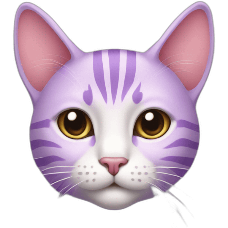 Lavender colored cat with pink stripes emoji