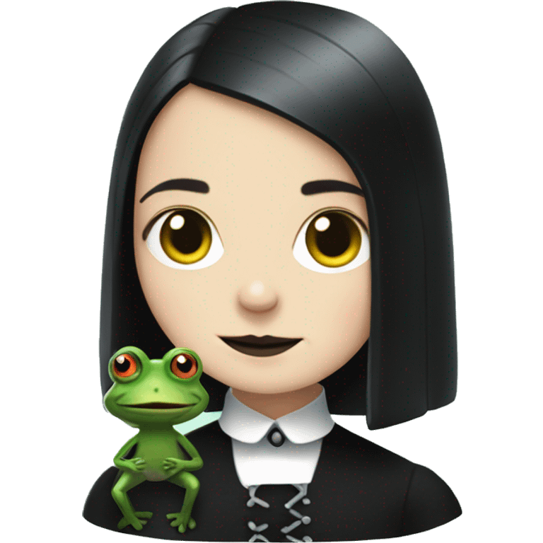 Wednesday Addams with a Frog emoji