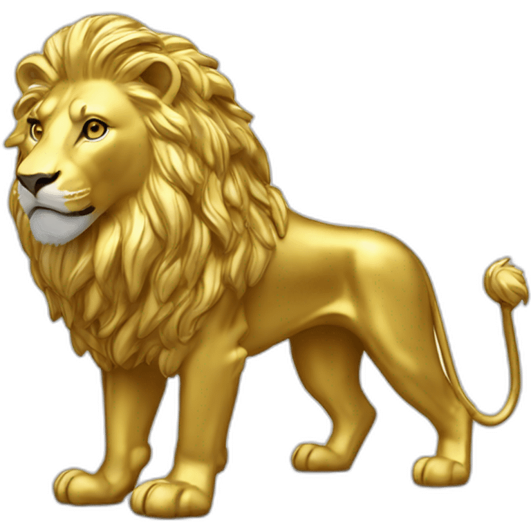 Gold lion and a stand very shiny side view emoji