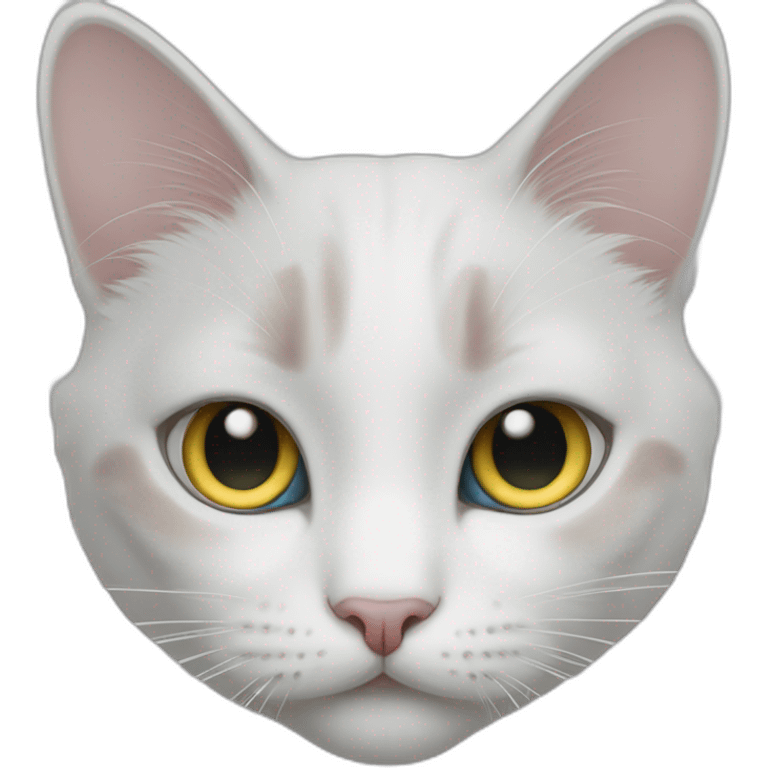 White cat has different colored eyes emoji