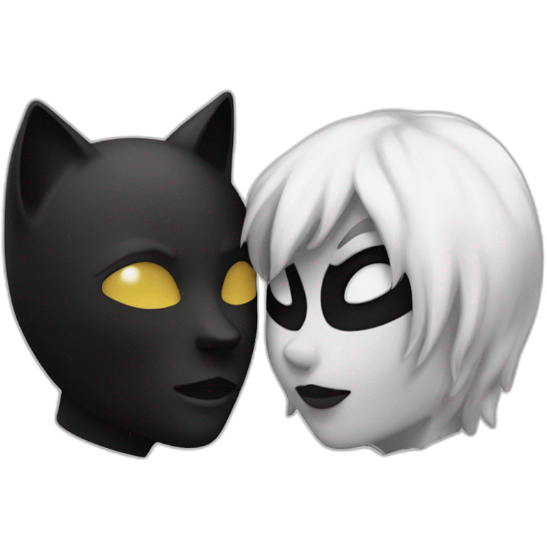 chat noir et blanc bisou emoji