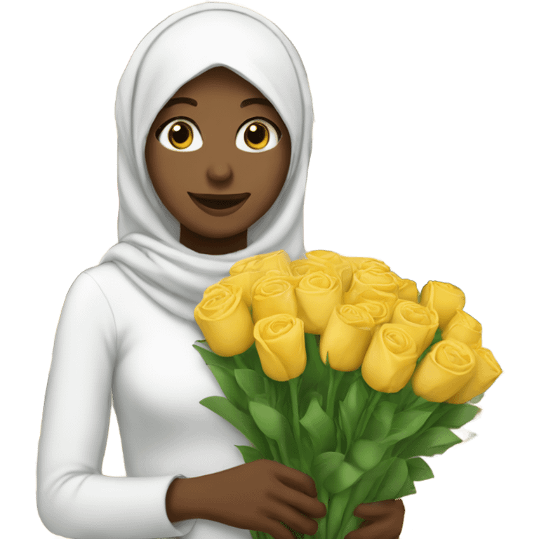 White girl with hijab buying flowers  emoji