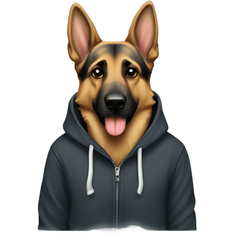 German shepherd wearing a hoodie  emoji