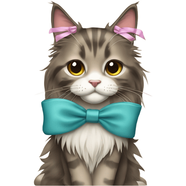 Maine Coon girl with bow emoji