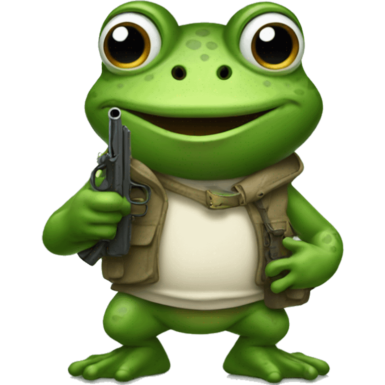 Frog with a gun emoji