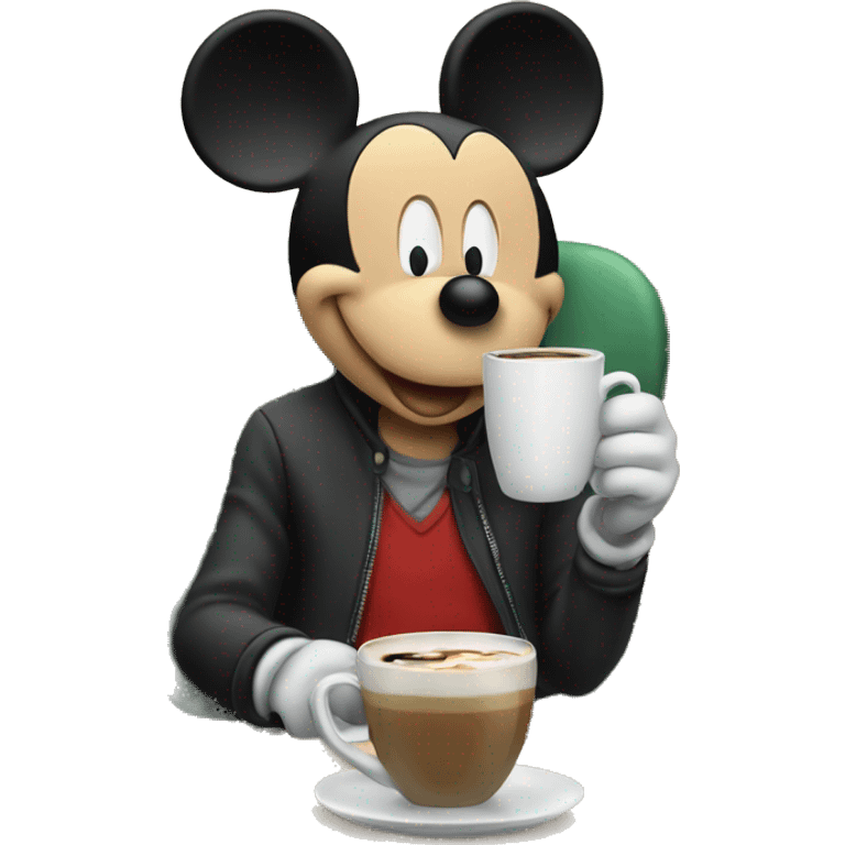 Mickey Mouse drinking coffee  emoji