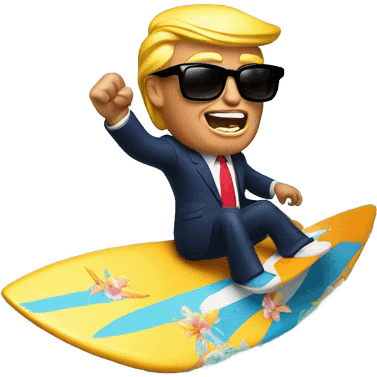 Donald Trump in sunglasses surfing emoji