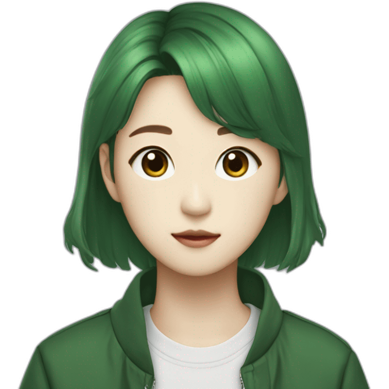 k pop trainee wears forest-green clothes emoji