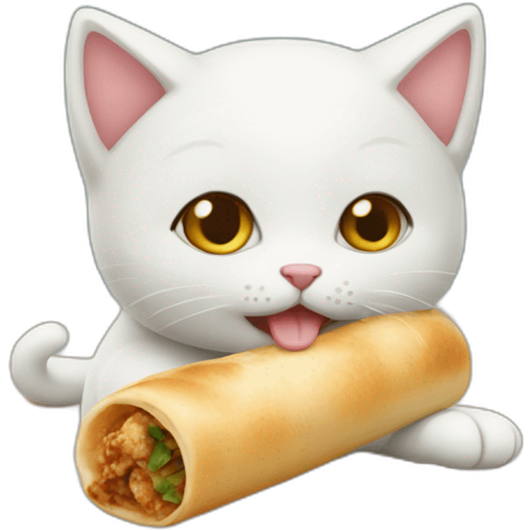 kitten eating shawarma roll emoji