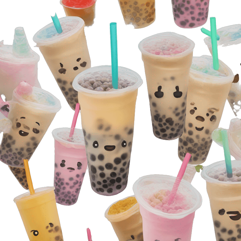 Create emoji of bubble tea with unicorn emoji