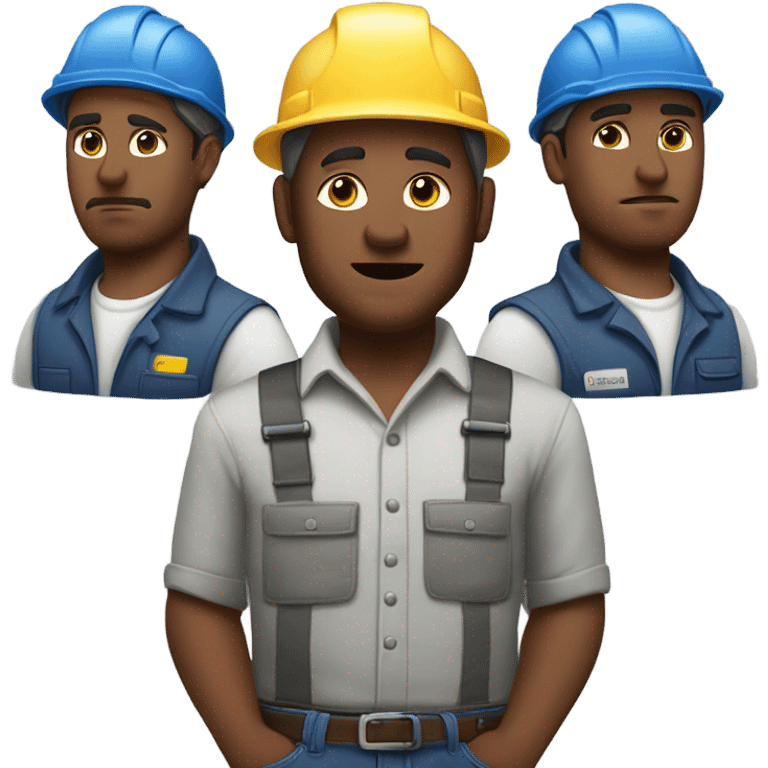 blue collar workers photorealistic serious emoji