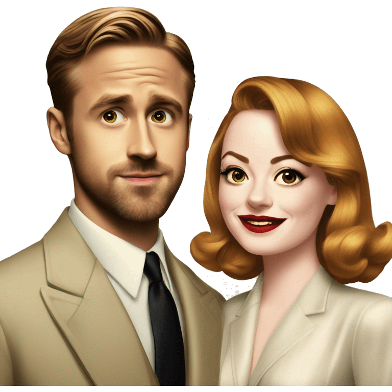 Ryan gosling and Emma stone 1940s party emoji