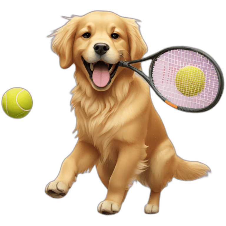 Golden retriever playing tennis emoji