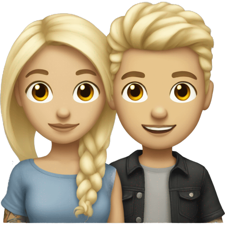 blonde girl and light-skinned boy with tattoos emoji