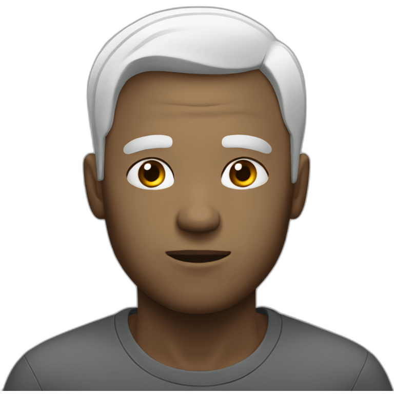 Man looking emotionless or depressed, white short hair emoji