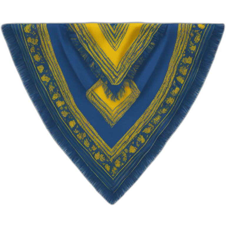 Foulard triangulaire bleu et jaune roulé emoji