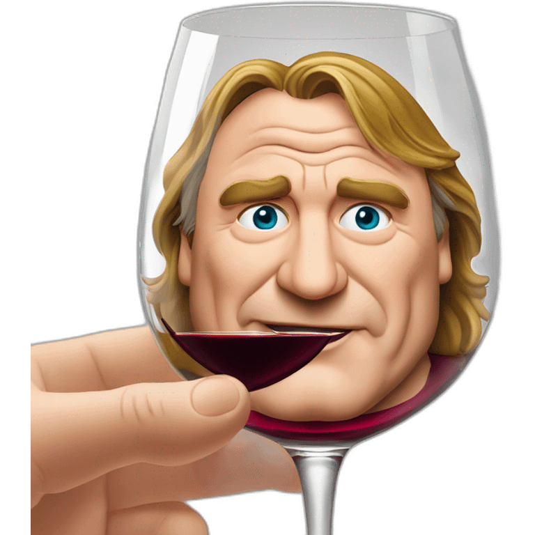 Gérard Depardieu avec un verre de vin rouge  emoji