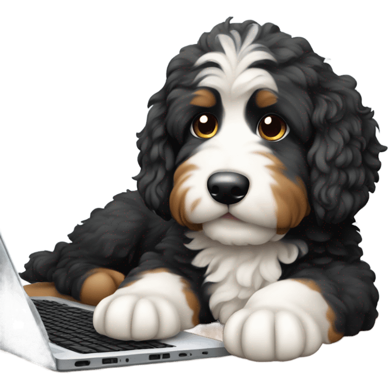 bernedoodle with computer emoji