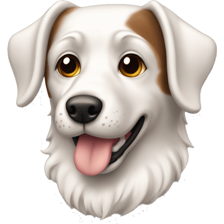 Perro blanco ondulado una sola oreja marron emoji