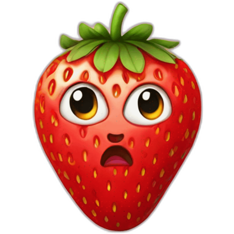 strawberry who look agressive emoji