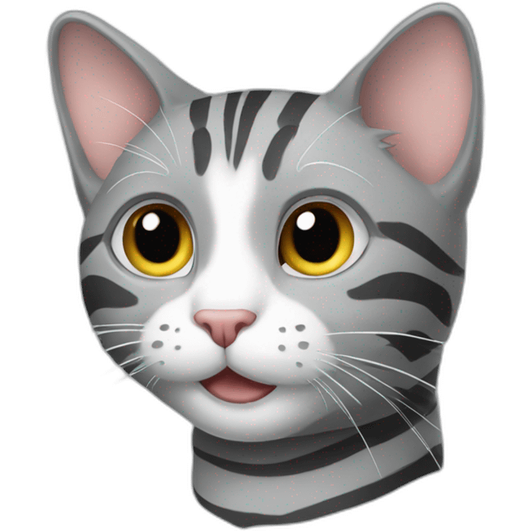 grey cat with stripes male happy emoji