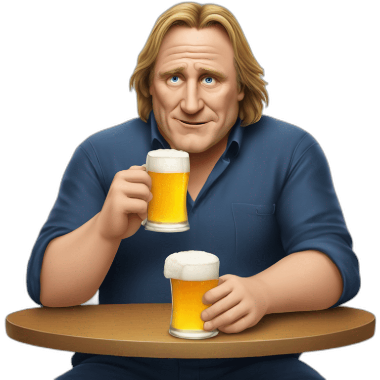 Gérard Depardieu drinking a beer emoji