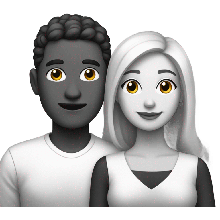 monochrome portrait of couple emoji