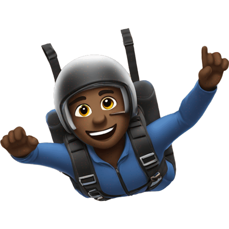 A black soldier skydiving  emoji