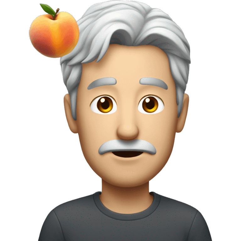 Man grey hair Eating a peach emoji