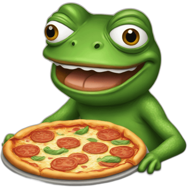 Pepe frog eating pizza emoji