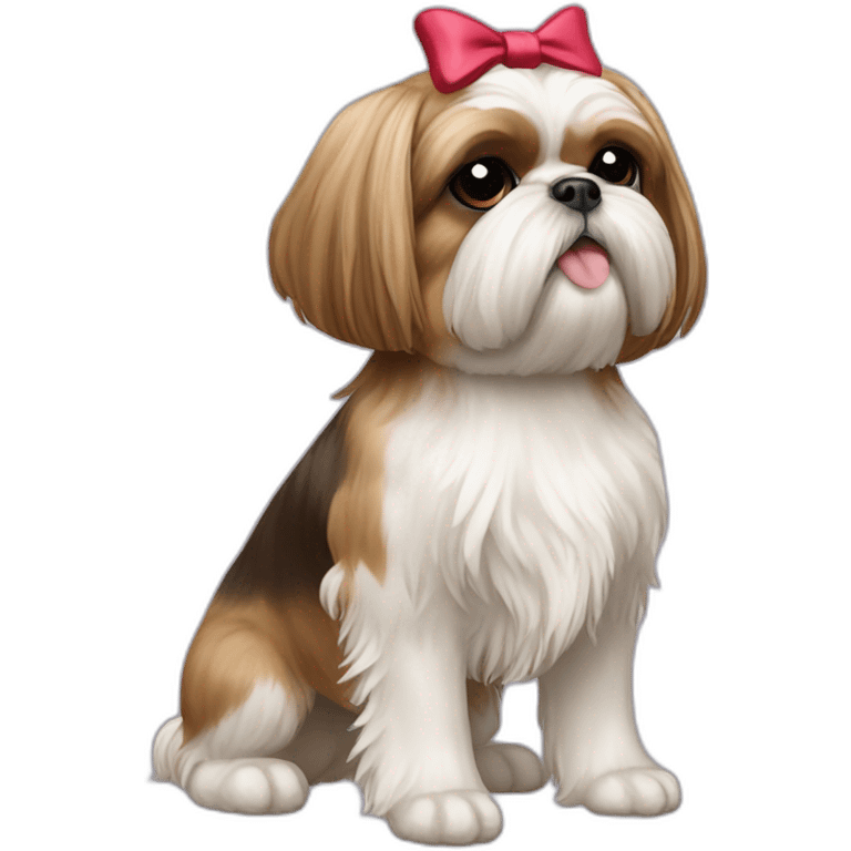 Dog Shih Tzu with a bow on head full-body emoji