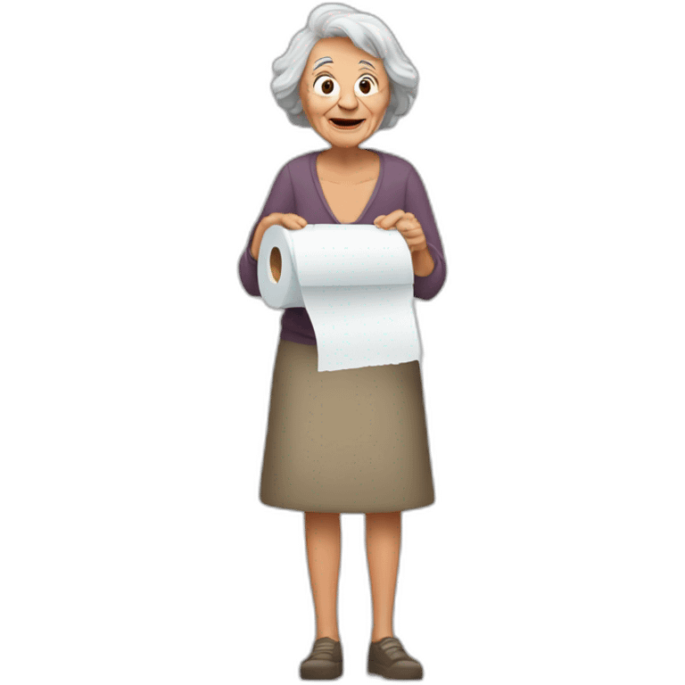 Old grunpy lady with toilet paper emoji