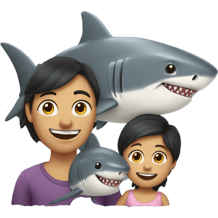 Shark with his wife and child emoji