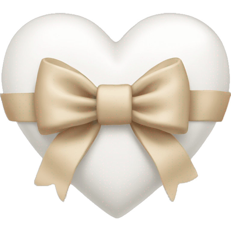 white heart with beige bow emoji