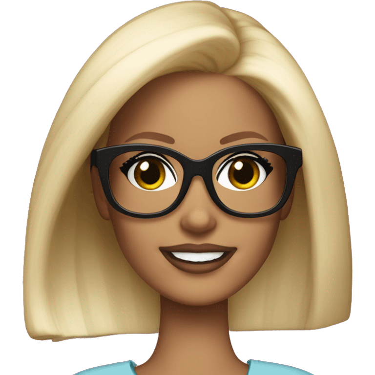 Blonde Barbie wearing sa black glasses  emoji