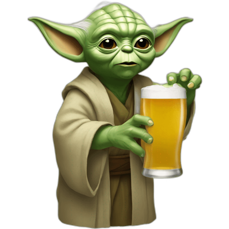 Yoda drinks beer emoji