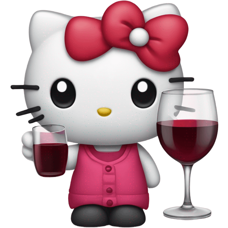 Hello Kitty drinking red wine emoji