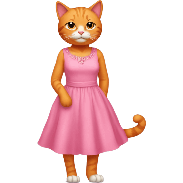 Orange cat wearing a pink dress emoji