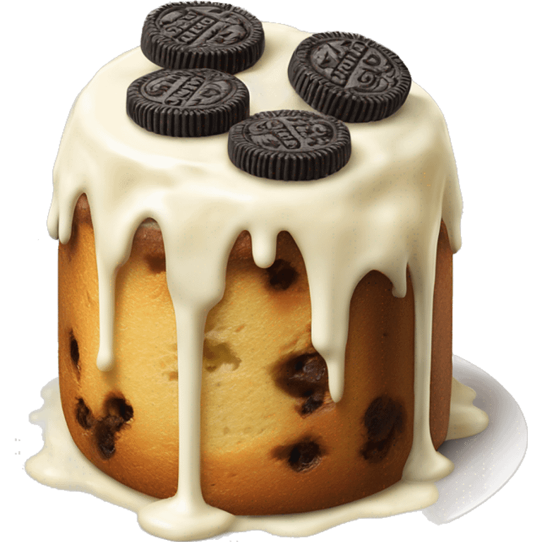 Oreo panettone, white chocolate drip emoji