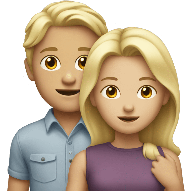 Blonde girl pushing a boy  emoji