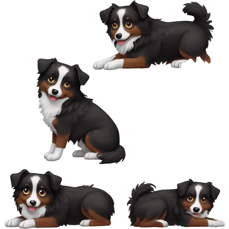 Autumn leaves with Small black australian shepherd dog emoji