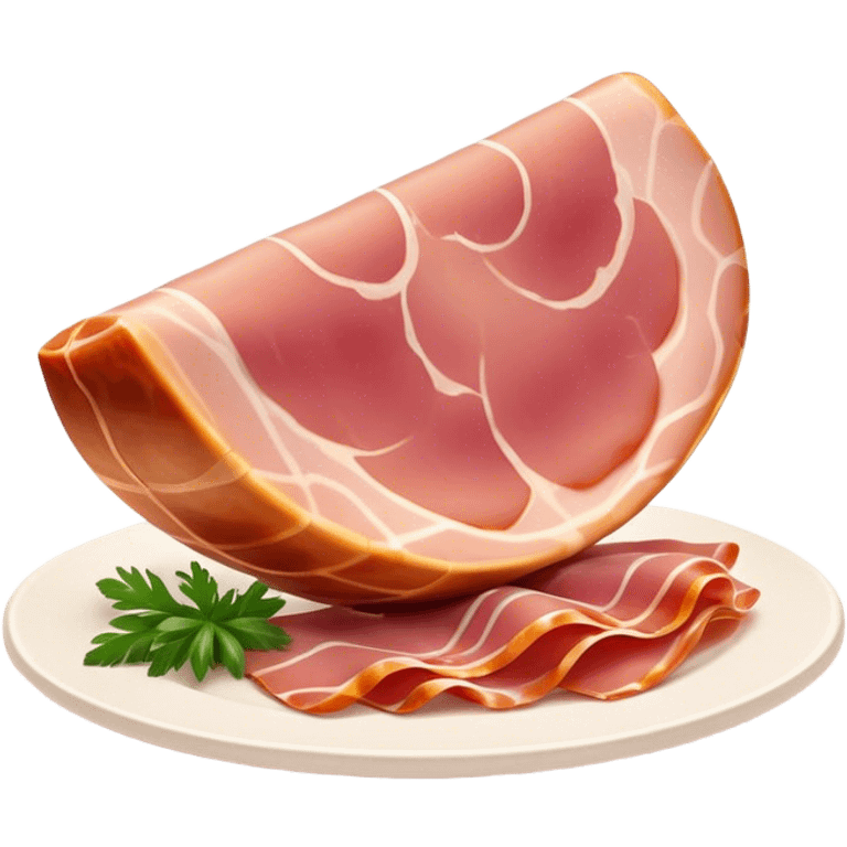 Cinematic Realistic Jam√≥n Serrano Dish Emoji, depicted as delicate, air-cured ham sliced thinly rendered with detailed textures and natural, inviting lighting. emoji