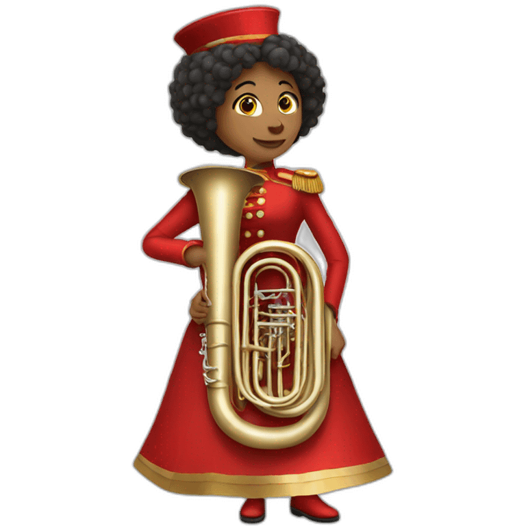 Female tuba player in red marching outfit emoji